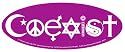 Coexist on Purple Background Oval Bumper Sticker