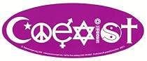Coexist on Purple Background Oval Bumper Sticker