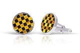 Sterling Silver Men's Cufflinks set with Tiger Eye and Black Onyx