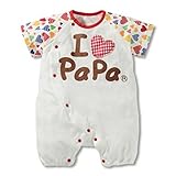 【SEBLES】ベビー服 カバーオール 新生児 3ヶ月 6ヶ月 12ヶ月 半袖 半ズボン 前開き プリント ママ パパ ラウンドネック 春 夏 コットン(タイプC,66cm)