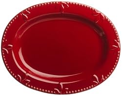 Signature Housewares Sorrento 14-Inch Oval Serving Platter, Ruby