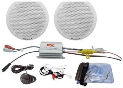 Pair Pyle Plmrkt2a Marine 6.5" Speaker System 2 Ch Amp 200 Watt 6 1/2"