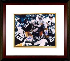 Ernie Holmes signed Pittsburgh Steelers 16x20 Photo 4 sig Color Action Custom Framed
