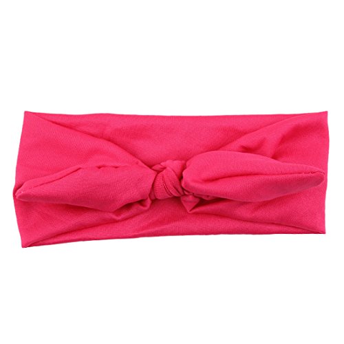 Sankuwen® Kids Girls Rabbit Hairband, Rabbit Bow Ear Hairband Turban Knot Head Wraps Headband (Hot pink)
