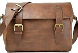 Leder Umhängetasche Vintage Laptoptasche Ledertasche Uni Schule Beruf Aktentasche Leitz-Ordner Größe U25