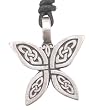 Celtic Pattern Butterfly Pewter Pendant Necklace