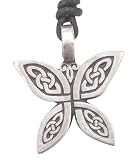 Celtic Pattern Butterfly Pewter Pendant Necklace