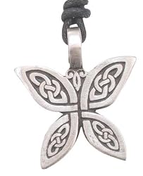 Celtic Pattern Butterfly Pewter Pendant Necklace