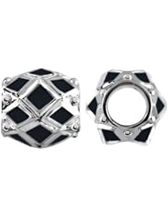 Storywheel® Black Enamel Bead / Charm in 925 Sterling Silver
