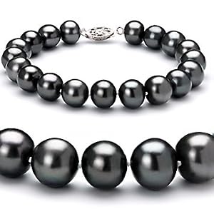 PearlsOnly Ilka Schwarz 8,5-9mm AA Süßwasser Perle Armband-7-inch