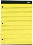 TOPS Double Docket Writing Tablet with Extra Rigid Back, 8-1/2 x 11-3/4 Inches, Perforated, 3-Hole Punched, Canary, Legal/Wide Rule, 100 Sheets per Pad, 3 Pads per Pack (63392)