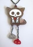 Lounge Fly Skelanimals Glittered Cat Kit With Skull Dangles Acrylic Stacked Necklace 08 Newest...