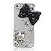 niceeshop(TM) Clear Luxury Bling 3D Black Bow Crystal Diamond Rhinestone Case Cover For iPhone 5 5S +Screen Protector