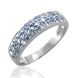 14k White Gold Blue Tanzanite Color Gem Stone Ring Band, TW: 1.05 carat