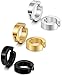 Jstyle Stainless Steel Mens Womens Clip On Earrings Hoop Huggie Non-Piercing Hypoallergenic