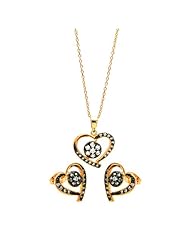 Nickel Free Sterling Silver Necklace & Earring Sets Rose Gold Plated Open Heart Cubic Zirconia Stones Set Pendant 17Mm X 18Mm Earring 13Mm X 13Mm Chain 16-18 Inches