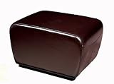 Ottoman with Rounded Sides in Dark Brown Leather