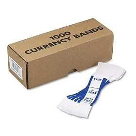 Currency Straps Self Sealing, $100 Value, White Blue, 1000 Box (MMF216070C08) by Mmf Industries