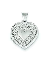 Sterling Silver Heart Locket Pendant Jewelry 21mm