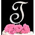Letter T - Swarovski Crystal Monogram Wedding Cake Topper Letter