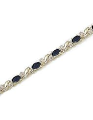 14kt Yellow Gold Oval Blue Sapphire and Diamond Bracelet