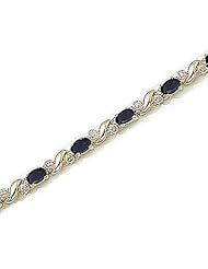 14kt Yellow Gold Oval Blue Sapphire and Diamond Bracelet