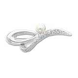 Rhodium-plated Glass Pearl and CZ Pin
