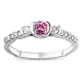 14K White Gold Pink and White Diamond Engagement Ring ( 1/2 cttw, G-H Color, I1-I2 Clarity), Size 7