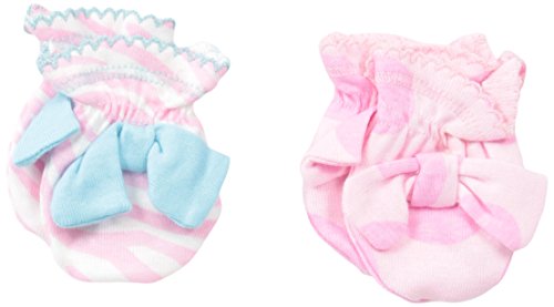Gerber Baby-Girls Newborn 2 Pack Mittens Bows, Pink, 0-3 Months