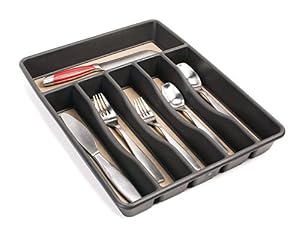 Rubbermaid No-Slip Cutlery Tray, Large, Black