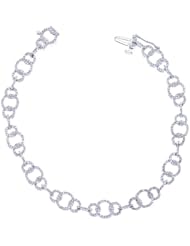14K White Gold 1.5 Ct Diamond Interlocking Circles Fashion Bracelet