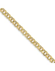 14k Yellow Gold 7in Lite 5.5mm Double Link Charm Bracelet. Metal Wt- 3.69g