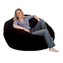 Comfort Research Fuf Large Foam Bean Bag Chair, Black Twill