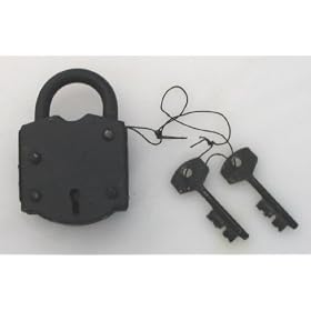 3" Antique Style Iron Padlock - Pirate Jailer Lock with Keys