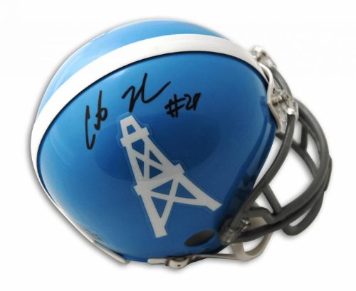 Autographed Chris Johnson Tennessee Titans Throwback Houston Oilers Mini Helmet