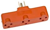 Leviton R41-00699-000 Heavy Duty Triple Outlet Adapter 15 Amp 125 Volt, Orange