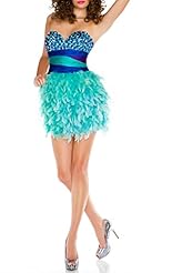 Polyester Cocktail Sequined Feathers Party Dress 