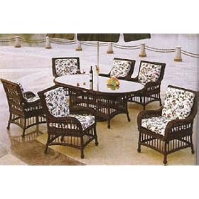 Key Largo All Weather Wicker 7 Piece Dining Set-White by DF Wicker Rattan