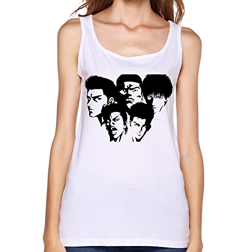DeMai Women's Crew Neck Slam Dunk Tank Top Tee Shirts XXL White