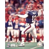 Jim Kelly Autographed Buffalo Bills Blue Jersey Passing 8x10 Photograph