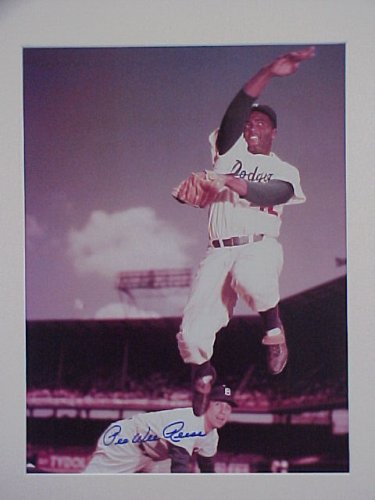 Pee Wee Reese Brooklyn Dodgers Pictured With Jackie Robinson Signed In Person Autographed Color Photo Professionally Matted 12 X 15 Size Signature Acquired Directly From The Player