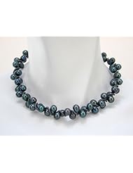 Teal Freshwater Pearl Sterling Spiral Necklace