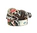 Ed Hardy Women's Skinny Leather Belt with crystal stones, Geisha Graphic - Black