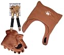 Children's Gloves, Mitten Clips, and Hat Set by BearHands - Brown - 18-36 Months