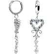 Sterling Silver CZ Heart Drop Huggy Earrings