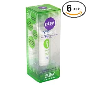Durex Play Longer Desensitizing Lubricant for Men, 1.0-Ounce Tubes (Pack of 6)