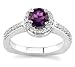 18k White Gold Round Amethyst and Diamond Ring (H/SI2, 1/3 ct. tw.)