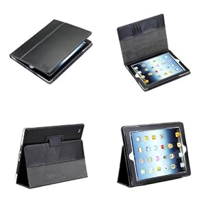 Poetic Slimbook Leather Case with 3-in-1 Build in Stand for The New iPad 3rd Gen, iPad 3, iPad HD Black – Support Auto Wake/Sleep Function (3 Year Manufacturer Warranty From Poetic)