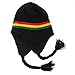 Black Rastafarian Rasta Peruvian Beanie Black Red Yellow Green Strings Beanie