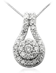 14K White Gold Journey Diamond Pendant Necklace(GH, I1-I2, 0.75 carat)